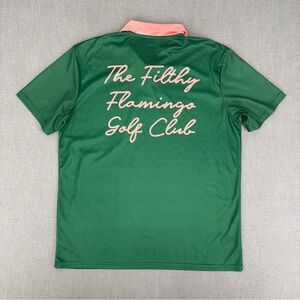 Duvin Golf Polo Shirt Mens XL Pink Green Filthy Flamingo Performance Stretch